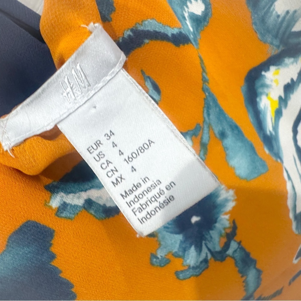 H&M mustard floral chiffon top ❤️size 4 - Picture 6 of 7